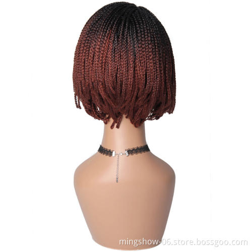 6" short synthetic bob wig, hand made braided lace synthetic wig